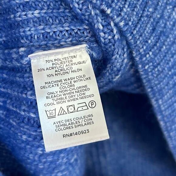 LOFT Women's Blue Knit Mock Neck Sweater Size Medium - Picture 4 of 6